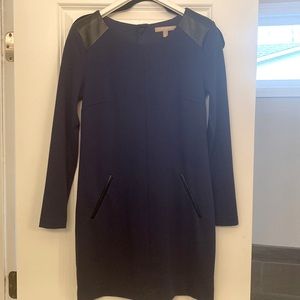 Navy Blue and Black Leather dress